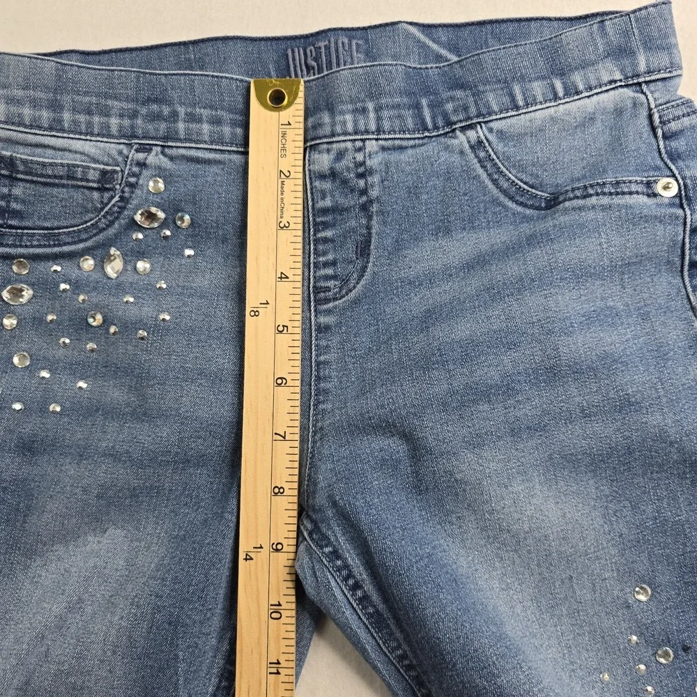 Justice Mid Rise Leggings Youth Girls SZ 16 Rhinestone Embellishments Distressed